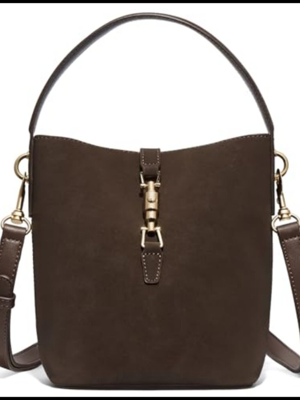 Small Vegan Leather Bucket Bag Crossbody Shoulder Handbag